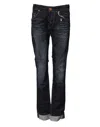 Acht Blue Washed Cotton Mid Waist Flared Denim Jeans In Blue