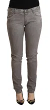 Acht Light Gray Washed Cotton Slim Fit Denim Jeans In Grey