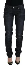 Acht Chic Black Low Waist Straight Jeans In Black