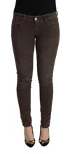 Acht Brown Cotton Slim Fit Denim Low Waist Jeans In Black