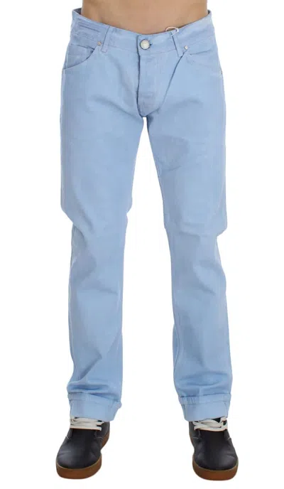 Acht Cotton Stretch Low Waist Fit Men's Jeans In Blue