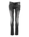 Acht Dark Gray Cotton Slim Fit Denim Low Waist Denim Jeans In Gray