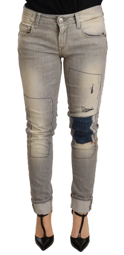Acht Gray Cotton Slim Fit Folded Hem Women Denim Women's Pant