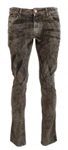 Acht Gray Washed Cotton Corduroy Slim Fit  Jeans In Green
