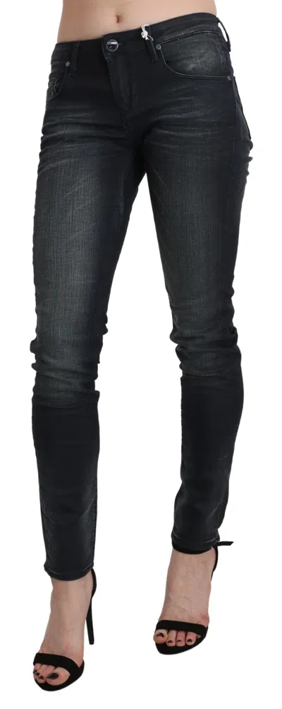 Acht Washed Low Waist Skinny Blue Women's Trouser In Black