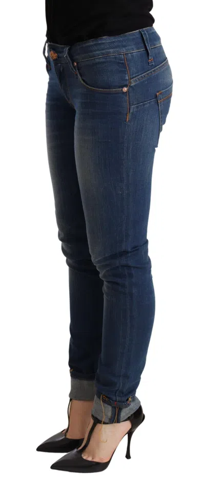 Acht Washed Low Waist Skinny Jeans Women's Pant In Blue