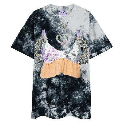 Acid Cat Women's Black Forever Duo Kitty Bra Tie Dye T Shirt