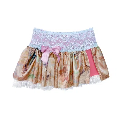 Acid Cat Women's Blue / Neutrals Dilute Tortie Lacey Bow Mini Skirt