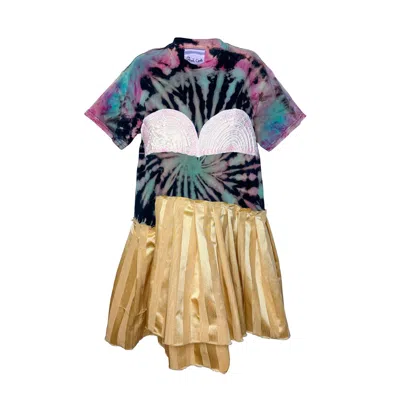 Acid Cat Women's Bra Vibe Tie Dye Tee Dress In Yellow