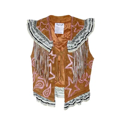 Acid Cat Women's Brown / Neutrals Paisley Dream Brown Suede Ruffle Vest