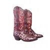Acid Cat Women's Brown / Rose Gold / Red Distressed Scribbles Vintage Cowboy Boot In Multi