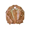 Acid Cat Women's Brown Swords And Hearts Sparkle Suede Jacket