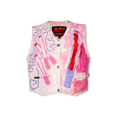 Acid Cat Women's Cig Heal Me Pink Leather Vest In Multi