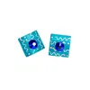 Acid Cat Women's Green Small Square Sparkle Squiggle Earring