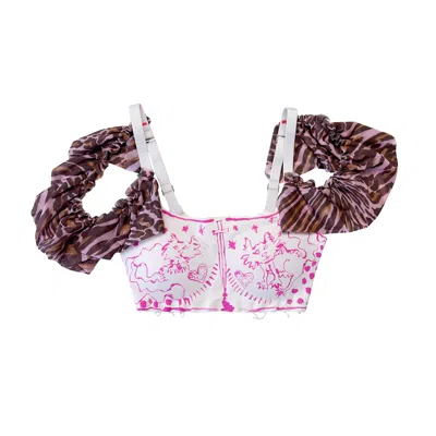 Acid Cat Women's Neutrals / Pink Off The Shoulder Kitty Quest Bra Top