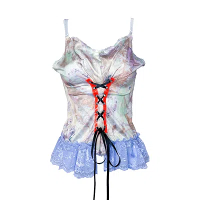 Acid Cat Women's Neutrals Purple Tortie Corset Vibe Lace Up Tank