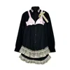 Acid Cat Women's Oversized Bra Vibe Black Shirt Dress In Black