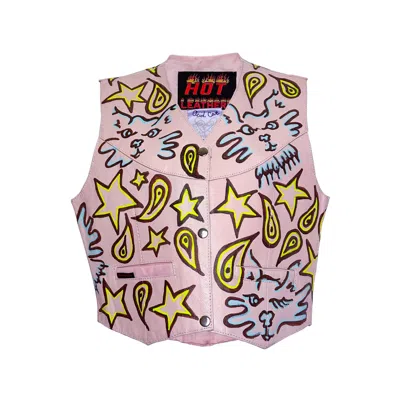 Acid Cat Women's Paisley Kitty Dream Pink Leather Vest