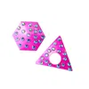 Acid Cat Women's Pink / Blue Triangle Hexagon Pink Sparkle Earring
