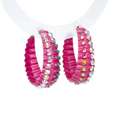 Acid Cat Women's Pink Wavy Fuchsia Sparkle Hoop
