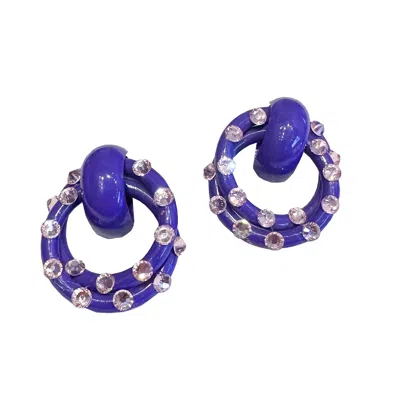 Acid Cat Women's Purple Circle Sparkle Earrings