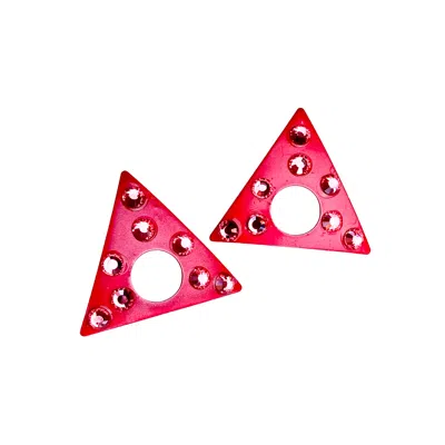 Acid Cat Women's Red Triangle Sparkle Earring