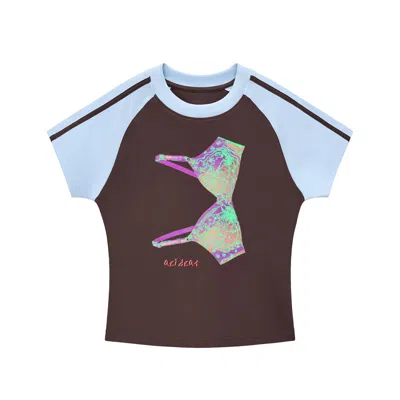 Acid Cat Women's Side Bra Vibe Etcetera Brown And Blue T Shirt