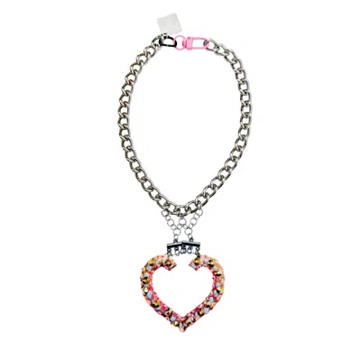 Acid Cat Women's Silver / Gold Super Sparkle Heart Chain Necklace One In Multi