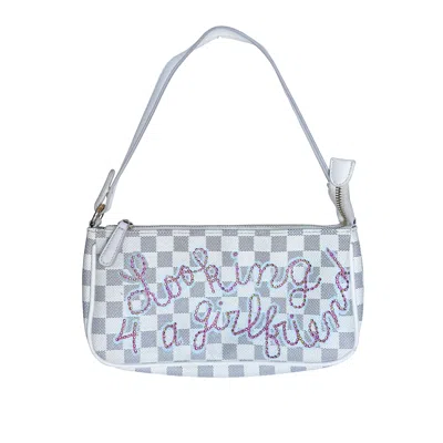 Acid Cat Women's White / Blue Looking For A Girlfriend Sparkle Flower Bag In Multi