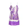 Acid Cat Women's White / Purple Purple And Glitter Painted Leather Dress