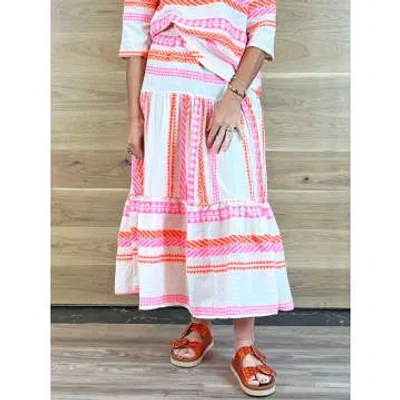 Acl Aztec Print Skirt Pink & Orange In White