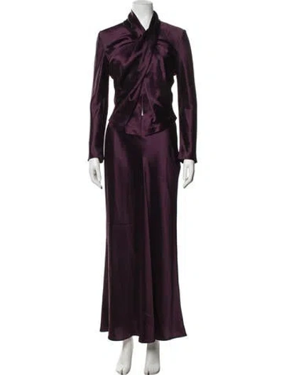 Pre-owned Acler Acetate Skirt Set In Burgundy