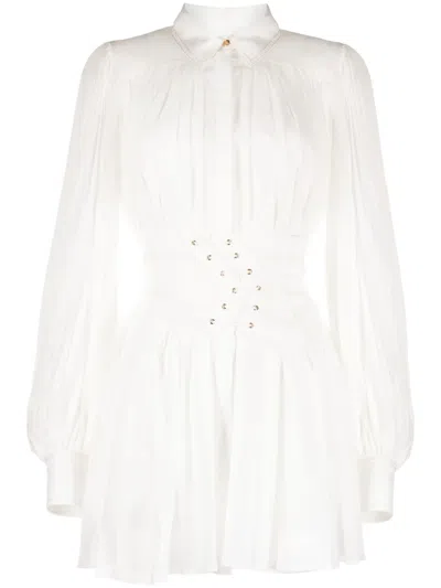 Acler Airlie Pleated Dress In White