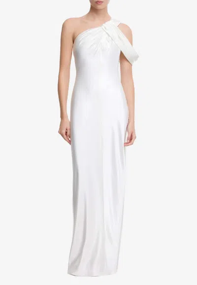 Acler Ashborne One-shoulder Satin Gown In Ivory