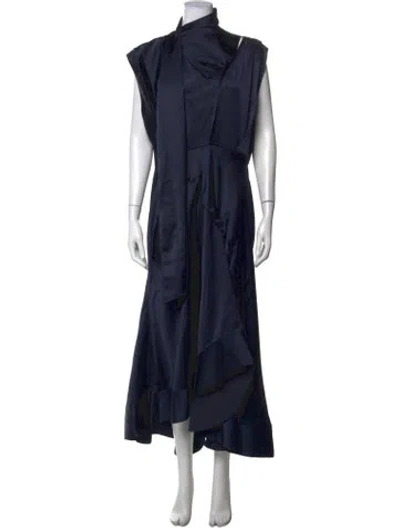Pre-owned Acler Asymmetrical Long Dress In Blue