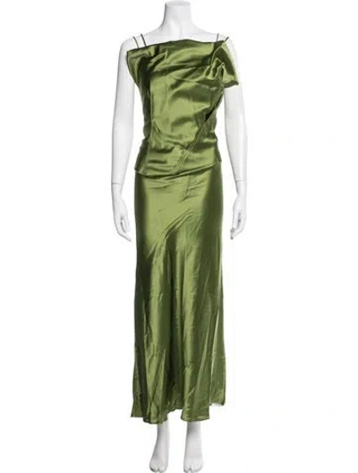 Pre-owned Acler Asymmetrical Long Dress In Green
