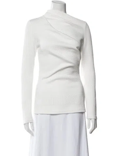 Pre-owned Acler Asymmetrical Long Sleeve Top In White