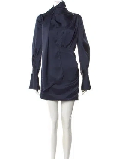 Pre-owned Acler Asymmetrical Mini Dress In Blue