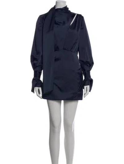 Pre-owned Acler Asymmetrical Mini Dress In Blue