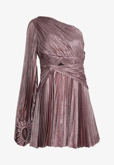 Acler Auroa One-shoulder Metallic Mini Dress In Pink