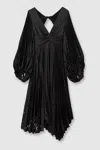 Acler Barlow Plisse Midi Dress In Black