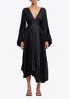 Acler Barlow Plisse Midi Dress In Black