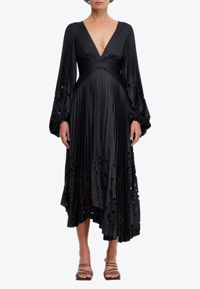 Acler Barlow Asymmetrical Puff-sleeve Dress In Black