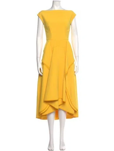 Pre-owned Acler Bateau Neckline Midi Length Dress In Yellow