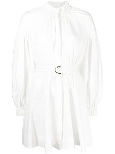 Acler Belted-waist Long-sleeve Dress In White