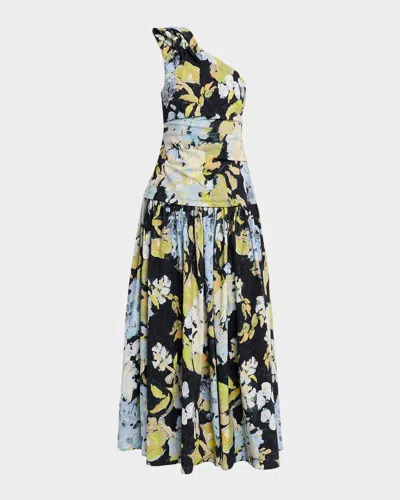 Acler Benetti Floral One-shoulder Maxi Dress In Multi