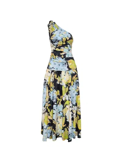 Acler Benetti One-shoulder Floral-print Maxi Dress In Blue