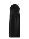Acler Bilston Floral-embellished Midi Dress In Black