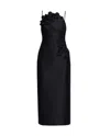 Acler Bilston Floral-embellished Midi Dress In Black