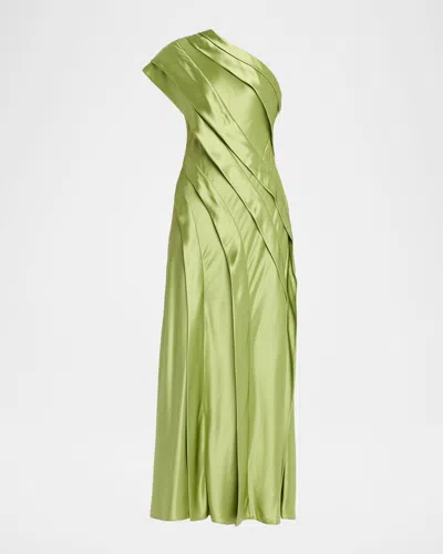 Acler Blenfleet Satin Maxi Dress In Green